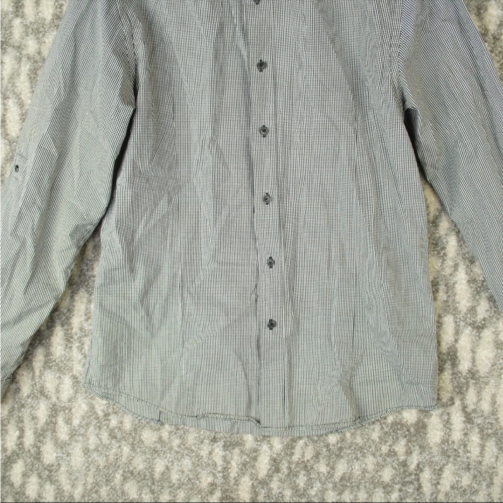 Adidas SLVR Button Up Long Sleeve Shirt Mens Large Gray Check Pattern Cotton - Picture 6 of 13